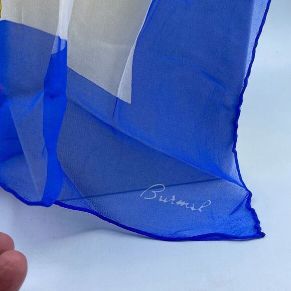 Vintage Burmel flower abstract print rectangle scarf. - Picture 3 of 7